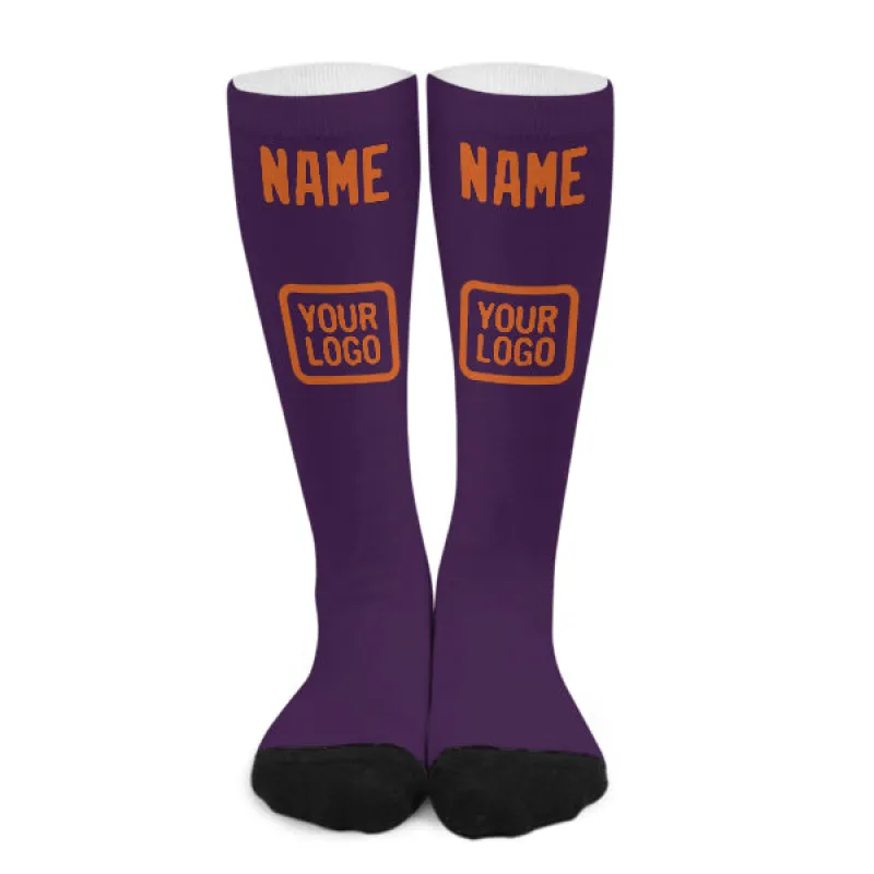 Custom Purple Orange Knee-High Sock sold by Tailorly