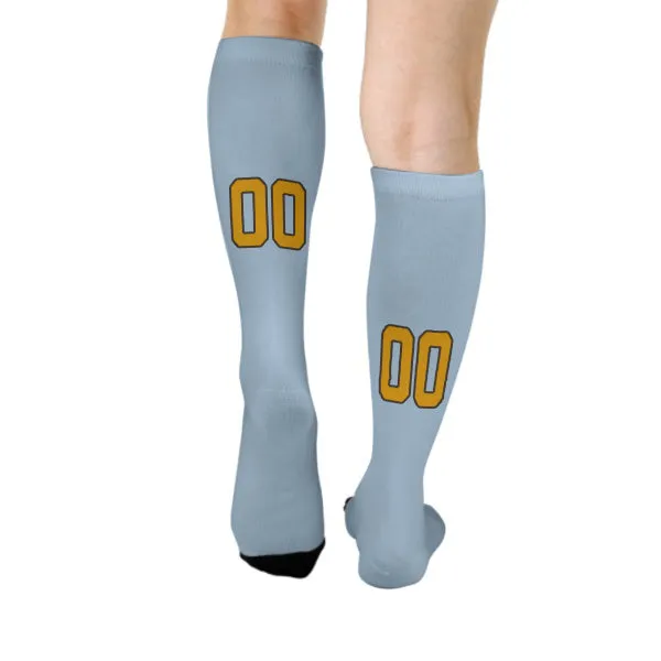 Custom Light Blue Yellow Knee-High Sock sold by Tailorly product image thumbnail 4