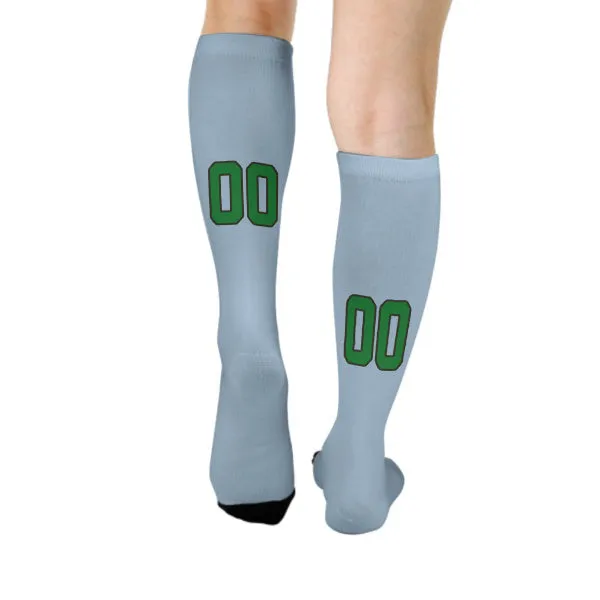 Custom Light Blue Emerald Green Knee-High Sock sold by Tailorly product image thumbnail 4