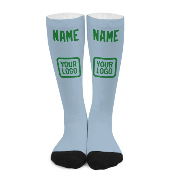 Custom Light Blue Emerald Green Knee-High Sock sold by Tailorly