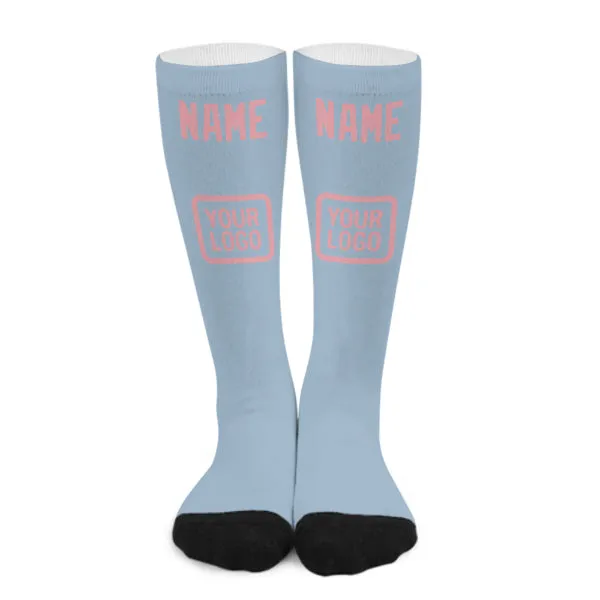 Custom Light Blue Light Pink Knee-High Sock sold by Tailorly