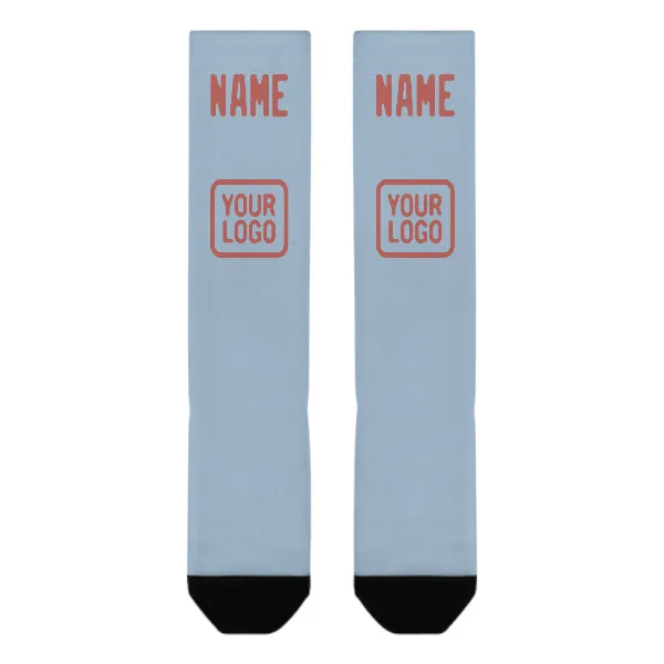 Custom Light Blue Copper Rose Knee-High Sock sold by Tailorly product image thumbnail 2