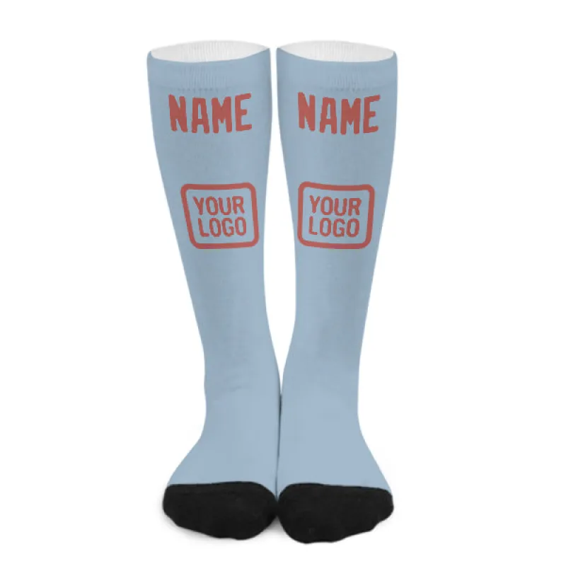 Custom Light Blue Copper Rose Knee-High Sock sold by Tailorly