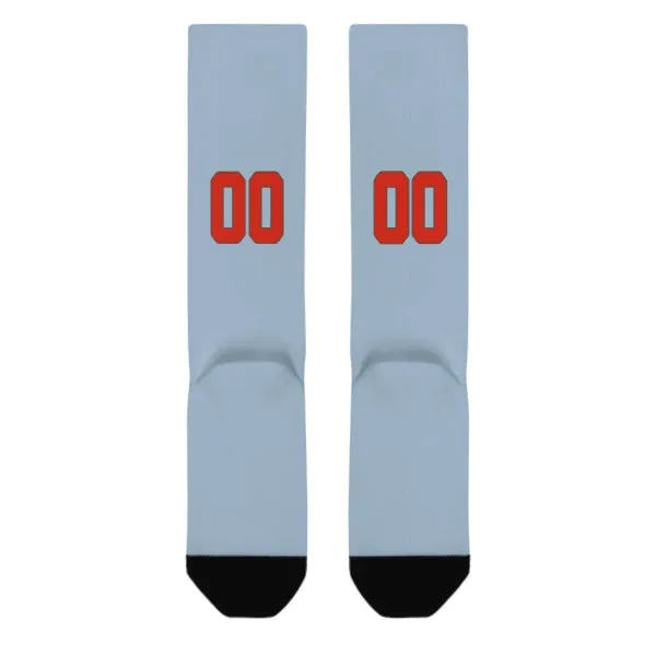 Custom Light Blue Orange Red Knee-High Sock sold by Tailorly product image thumbnail 3