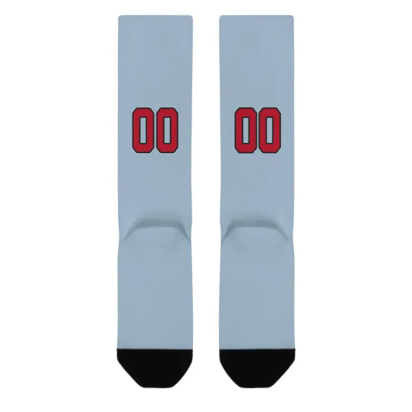 Custom Light Blue Red Knee-High Sock sold by Tailorly product image thumbnail 3