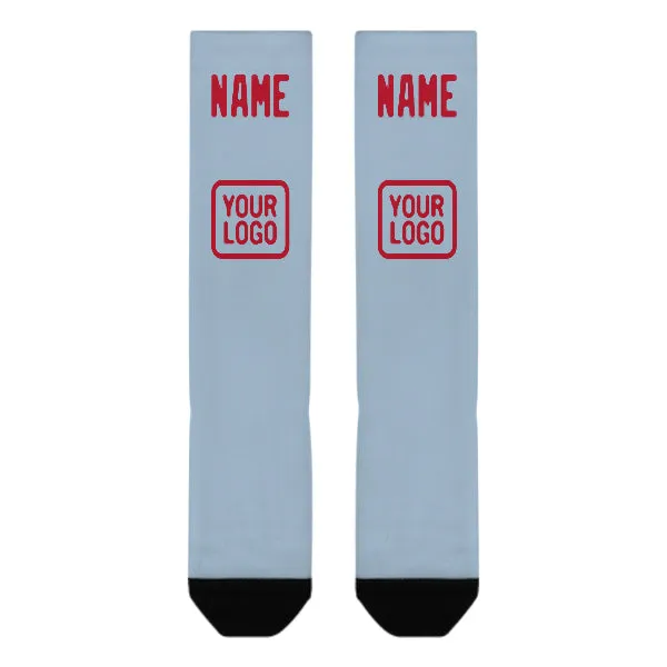 Custom Light Blue Red Knee-High Sock sold by Tailorly product image thumbnail 2