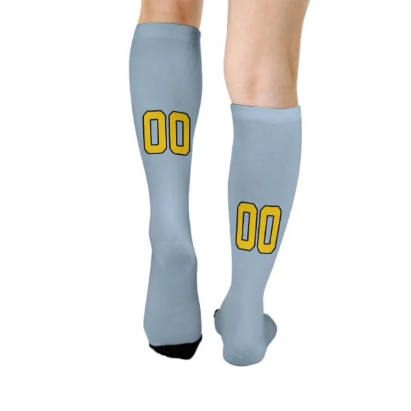Custom Light Blue Gold Knee-High Sock sold by Tailorly product image thumbnail 4
