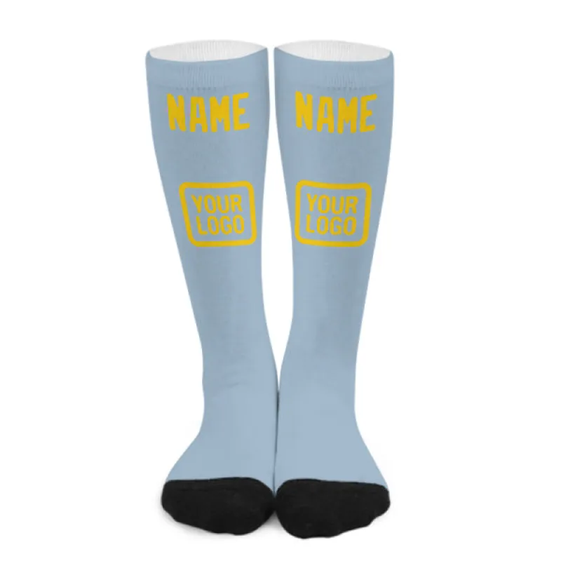 Custom Light Blue Gold Knee-High Sock sold by Tailorly