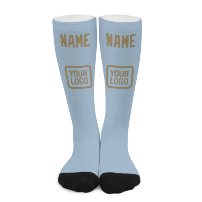 Custom Light Blue Light Khaki Knee-High Sock sold by Tailorly