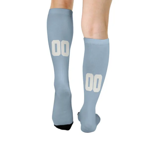 Custom Light Blue White Knee-High Sock sold by Tailorly product image thumbnail 4