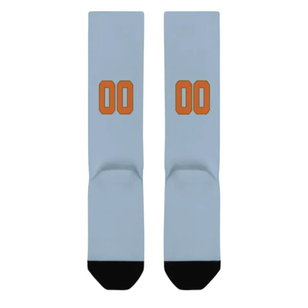 Custom Light Blue Orange Knee-High Sock sold by Tailorly product image thumbnail 3