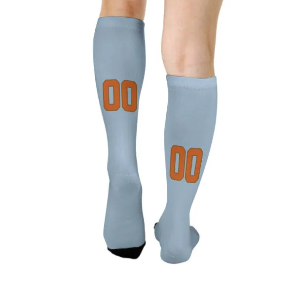 Custom Light Blue Orange Knee-High Sock sold by Tailorly product image thumbnail 4