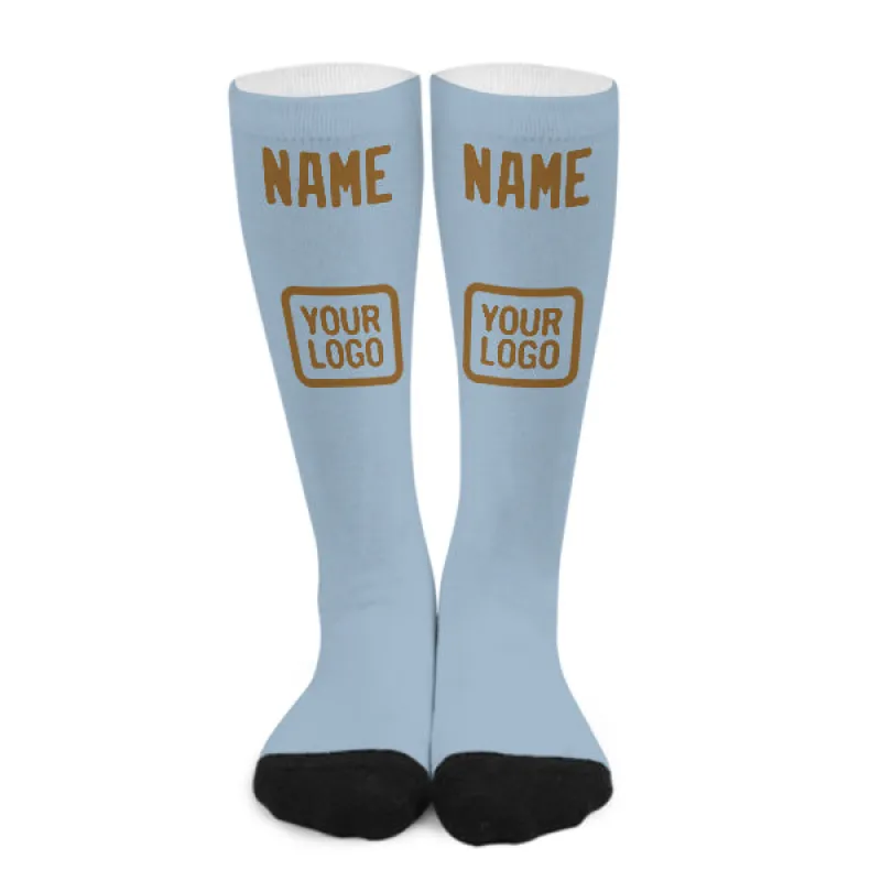 Custom Light Blue Khaki Knee-High Sock sold by Tailorly