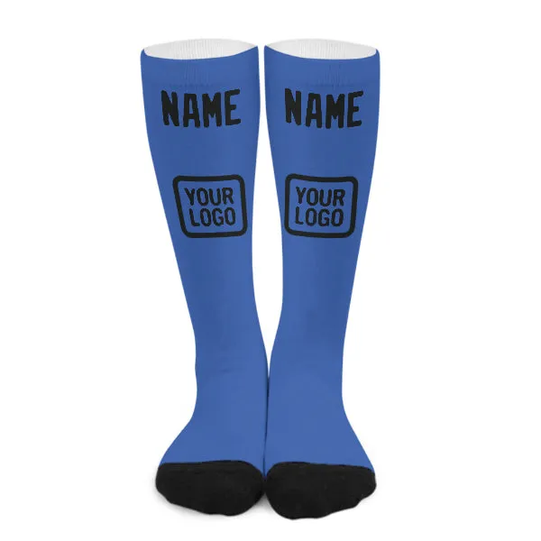 Custom Sky Blue Black Knee-High Sock sold by Tailorly