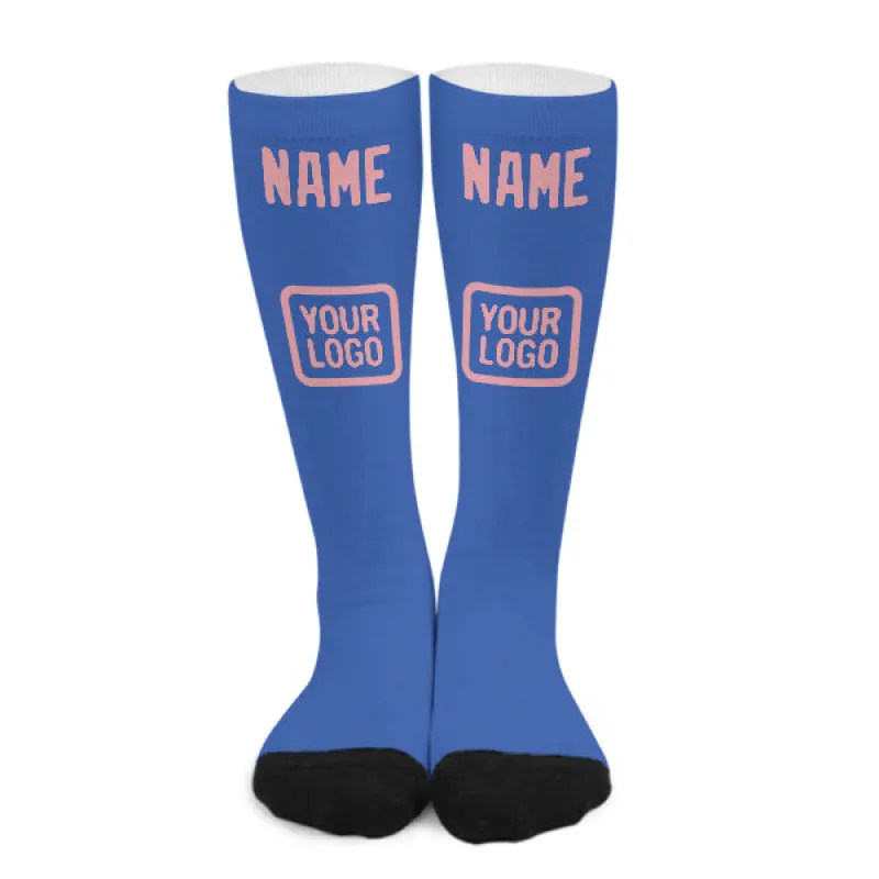 Custom Sky Blue Light Pink Knee-High Sock sold by Tailorly