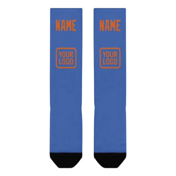 Custom Sky Blue Orange Knee-High Sock sold by Tailorly product image thumbnail 2