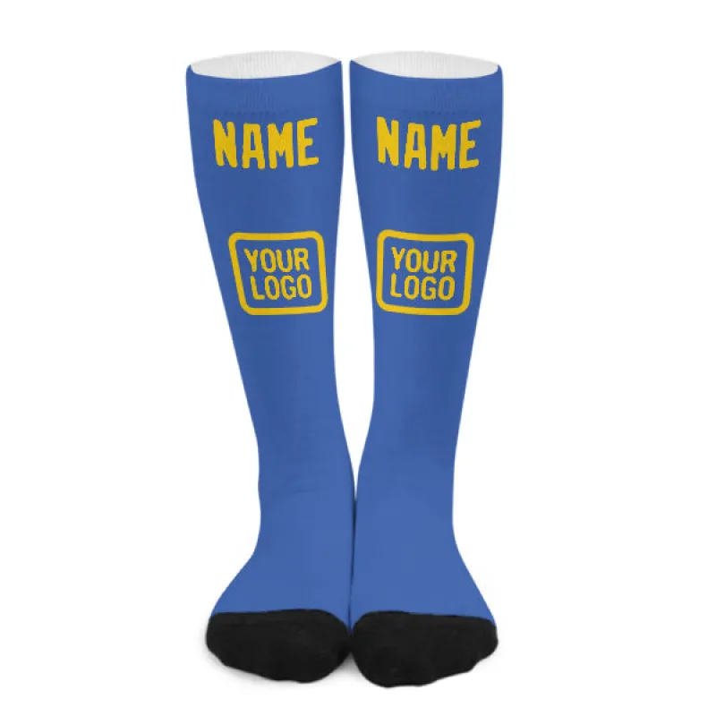 Custom Sky Blue Gold Knee-High Sock sold by Tailorly