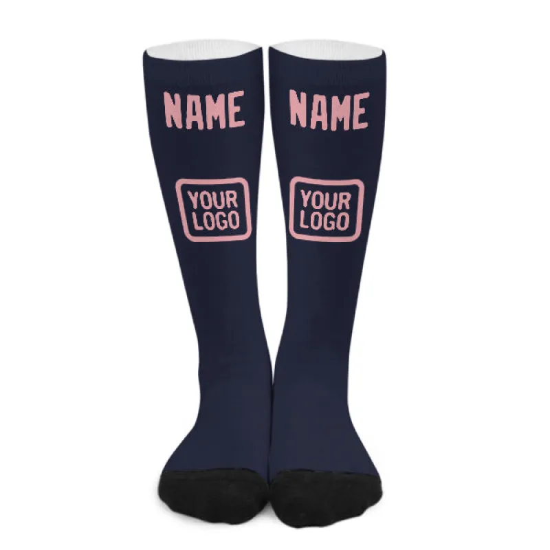 Custom Navy Light Pink Knee-High Sock sold by Tailorly