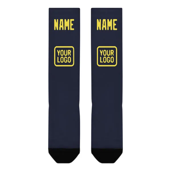 Custom Navy Light Yellow Knee-High Sock sold by Tailorly product image thumbnail 2