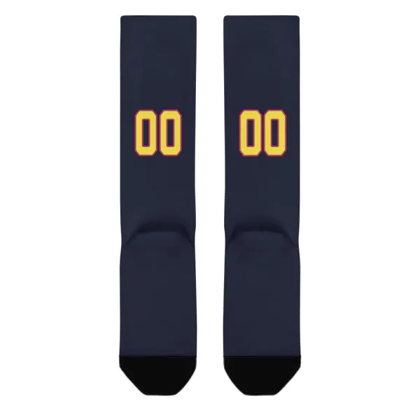 Custom Navy Light Yellow Knee-High Sock sold by Tailorly product image thumbnail 3