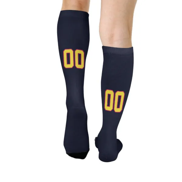 Custom Navy Light Yellow Knee-High Sock sold by Tailorly product image thumbnail 4