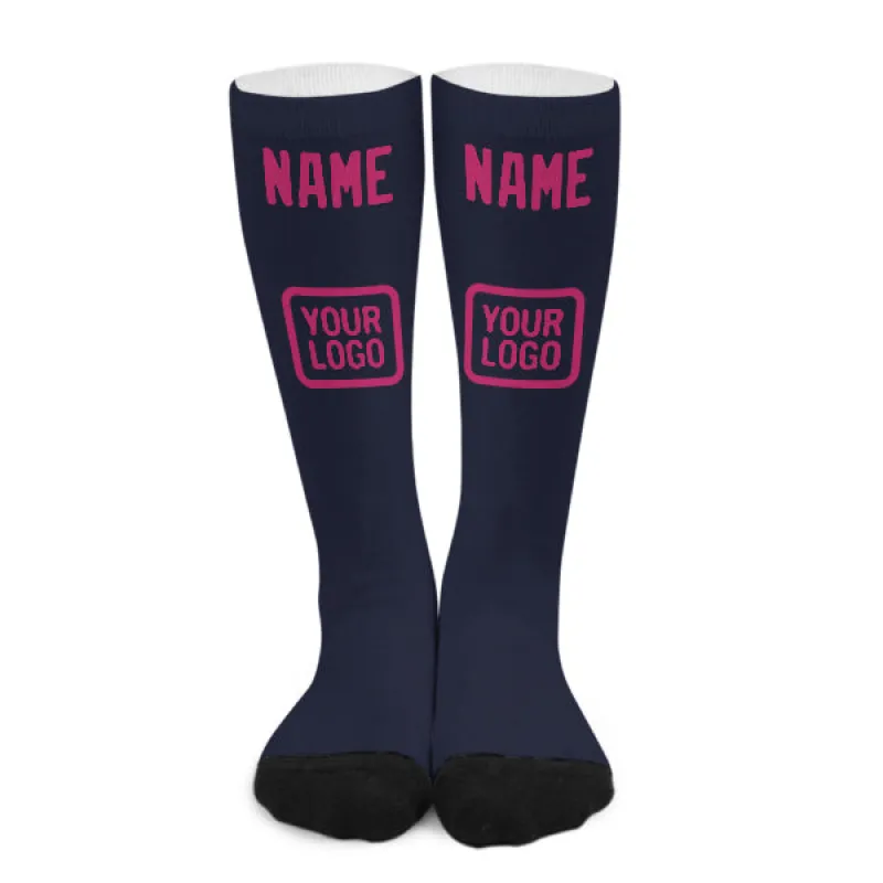 Custom Navy Pink Knee-High Sock sold by Tailorly
