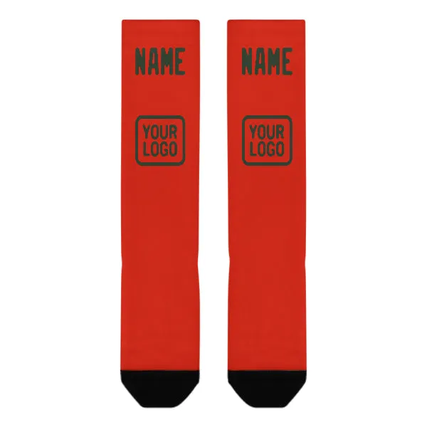 Custom Orange Red Dark Green Knee-High Sock sold by Tailorly product image thumbnail 2