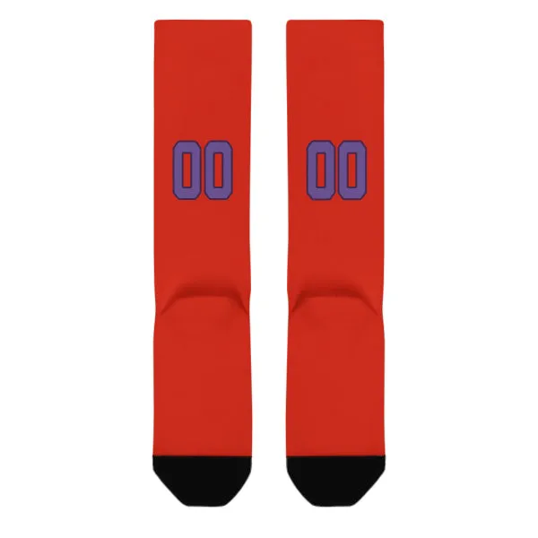 Custom Orange Red Light Purple Knee-High Sock sold by Tailorly product image thumbnail 3