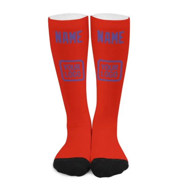Custom Orange Red Light Purple Knee-High Sock sold by Tailorly
