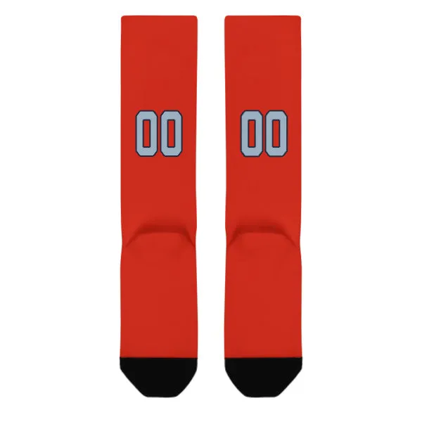 Custom Orange Red Light Blue Knee-High Sock sold by Tailorly product image thumbnail 3