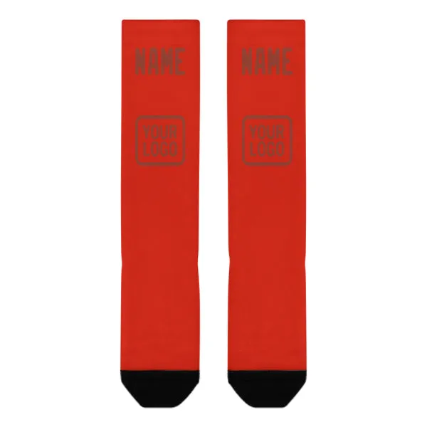 Custom Orange Red Coral Red Knee-High Sock sold by Tailorly product image thumbnail 2