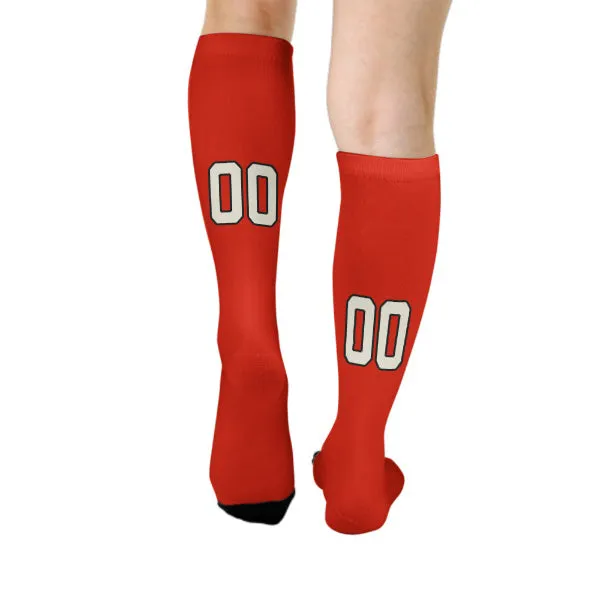 Custom Orange Red Cream Knee-High Sock sold by Tailorly product image thumbnail 4