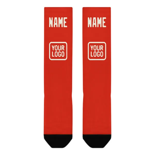 Custom Orange Red Cream Knee-High Sock sold by Tailorly product image thumbnail 2