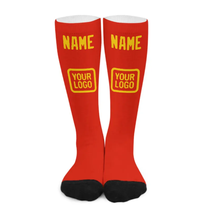 Custom Orange Red Gold Knee-High Sock sold by Tailorly