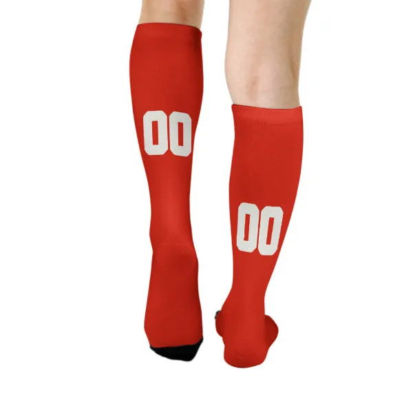 Custom Orange Red White Knee-High Sock sold by Tailorly product image thumbnail 4