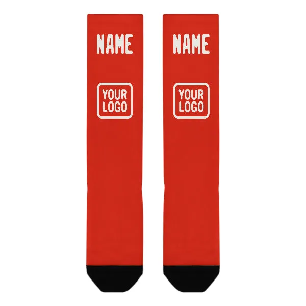 Custom Orange Red White Knee-High Sock sold by Tailorly product image thumbnail 2