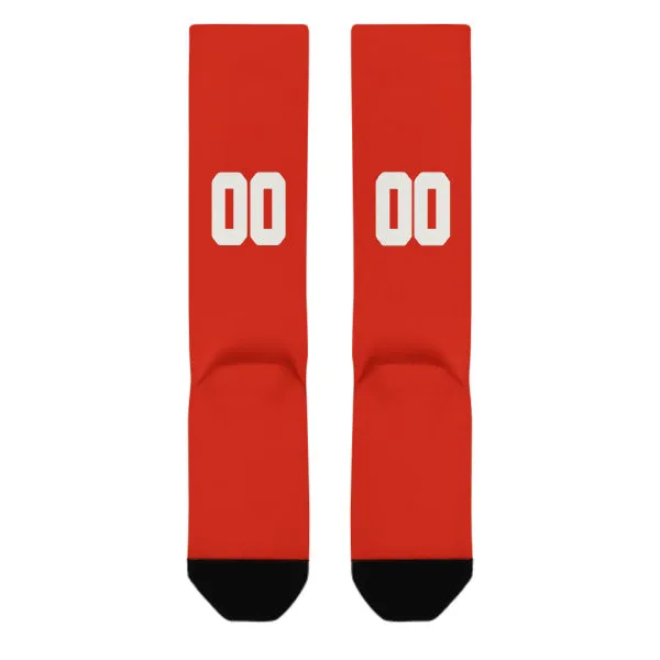 Custom Orange Red White Knee-High Sock sold by Tailorly product image thumbnail 3