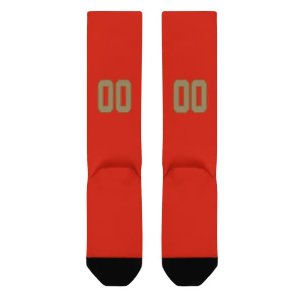 Custom Orange Red Light Khaki Knee-High Sock sold by Tailorly product image thumbnail 3
