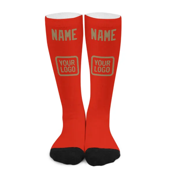 Custom Orange Red Light Khaki Knee-High Sock sold by Tailorly