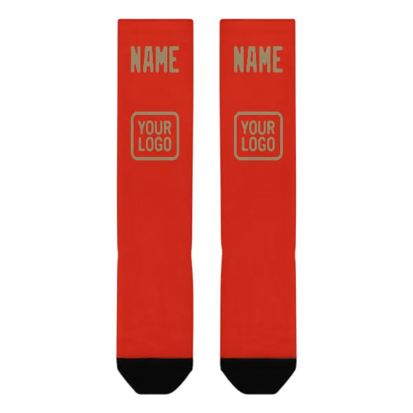 Custom Orange Red Light Khaki Knee-High Sock sold by Tailorly product image thumbnail 2