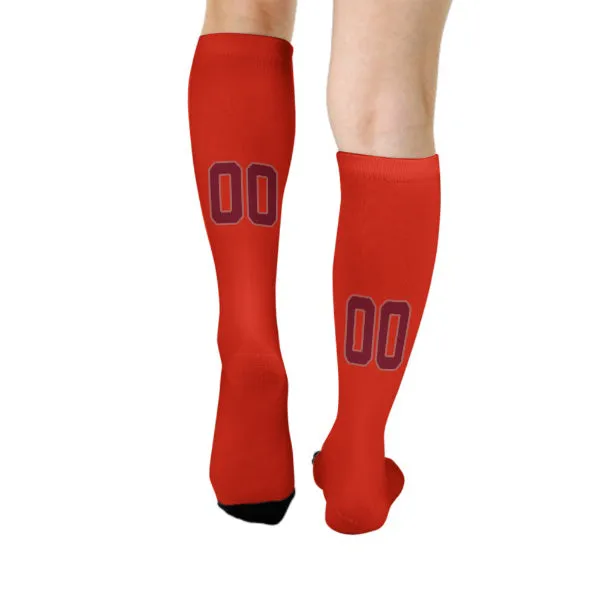 Custom Orange Red Crimson Red Knee-High Sock sold by Tailorly product image thumbnail 4