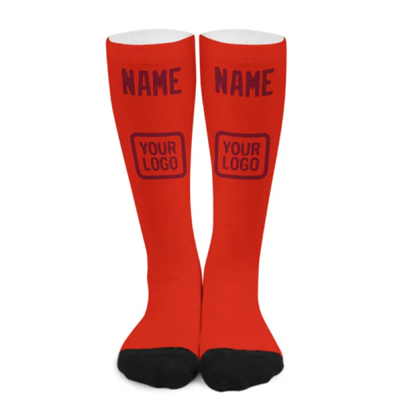 Custom Orange Red Crimson Red Knee-High Sock sold by Tailorly