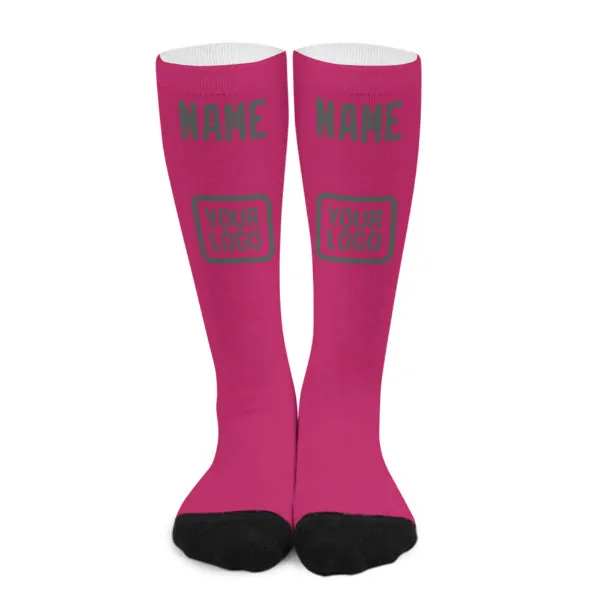 Custom Pink Dark Grey Knee-High Sock sold by Tailorly