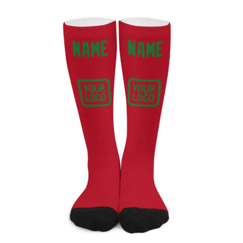 Custom Red Emerald Green Knee-High Sock sold by Tailorly