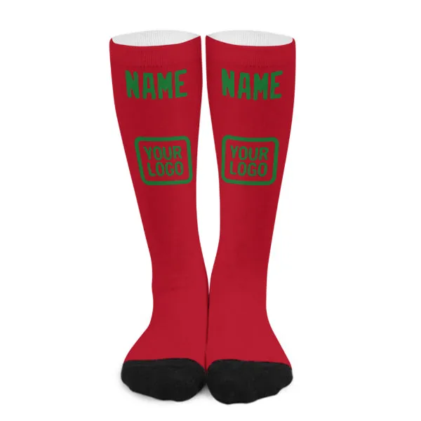 Custom Red Emerald Green Knee-High Sock sold by Tailorly