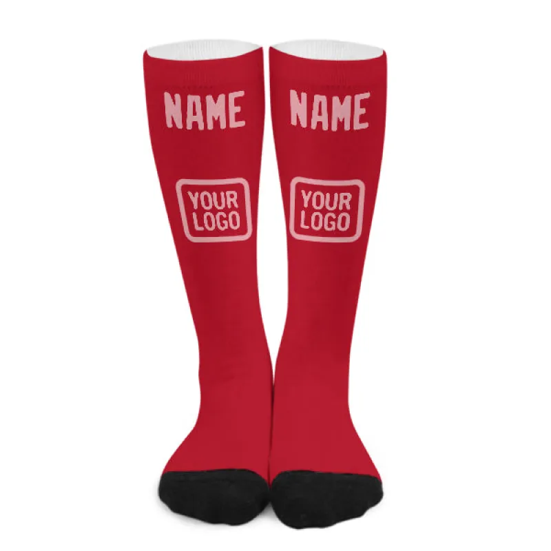 Custom Red Light Pink Knee-High Sock sold by Tailorly
