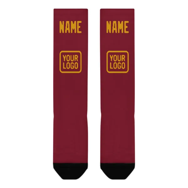 Custom Crimson Red Yellow Knee-High Sock sold by Tailorly product image thumbnail 2