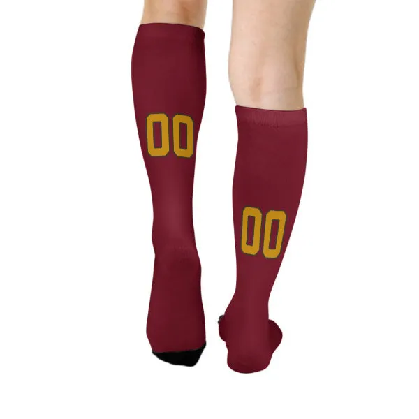 Custom Crimson Red Yellow Knee-High Sock sold by Tailorly product image thumbnail 4