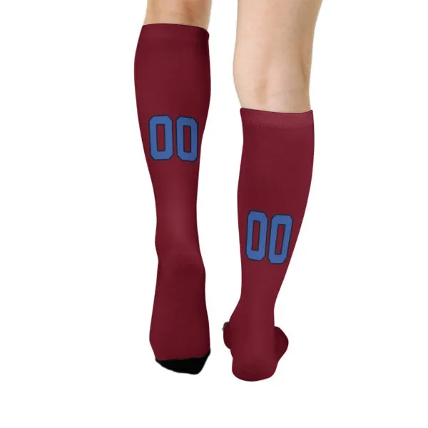 Custom Crimson Red Sky Blue Knee-High Sock sold by Tailorly product image thumbnail 4