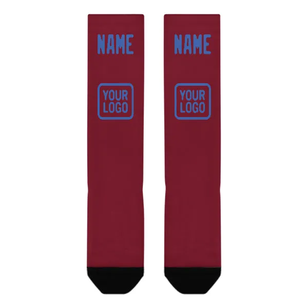 Custom Crimson Red Sky Blue Knee-High Sock sold by Tailorly product image thumbnail 2
